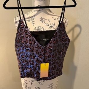 NWT Le Superbe Sequin Crop Tank
